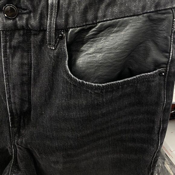 Good American Jeans Woman's 10/30 Black Faux Leather Trim - Picture 7 of 10